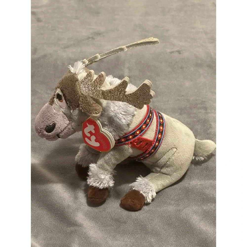 Ty Sparkle Disney Frozen Sven Reindeer Plush Toy Glitter Antlers 8 Inch Gray